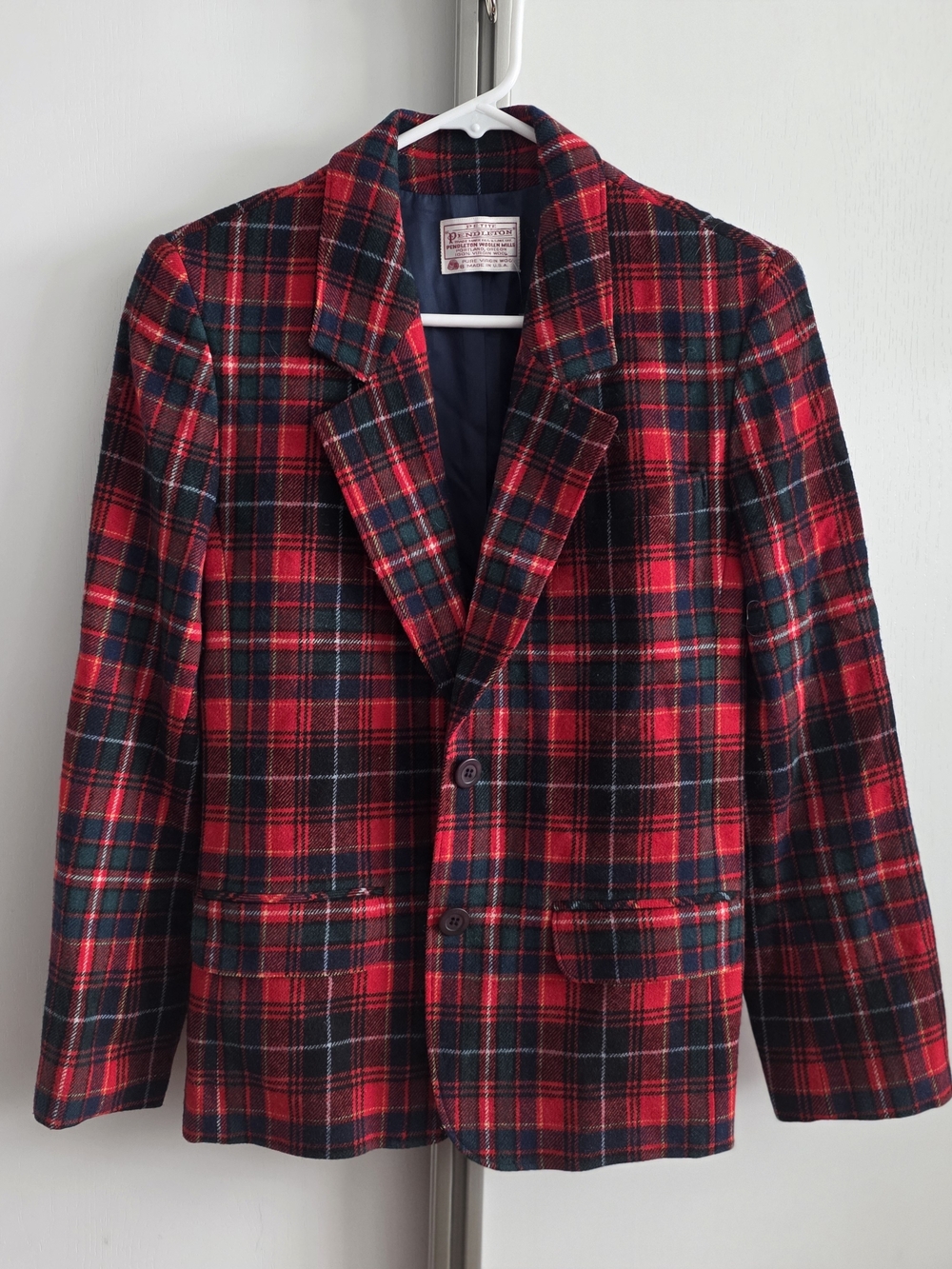 Pendleton Red and Black Plaid 100% Wool Coat